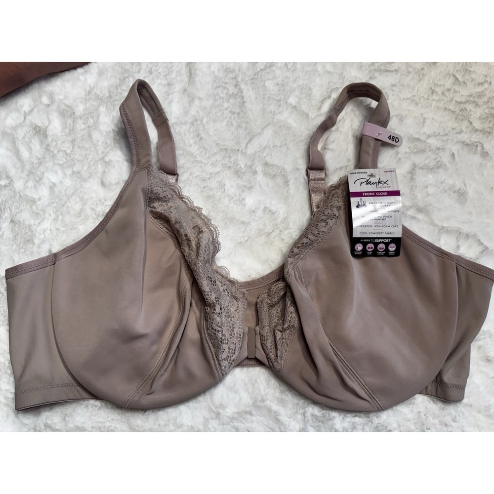 New Playtex 4423 Secrets Bra Dreamwire Front Close Anchorstrap Beige Nude 48D